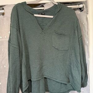 Blu Pepper Green Boxy Long Sleeve Hoodie